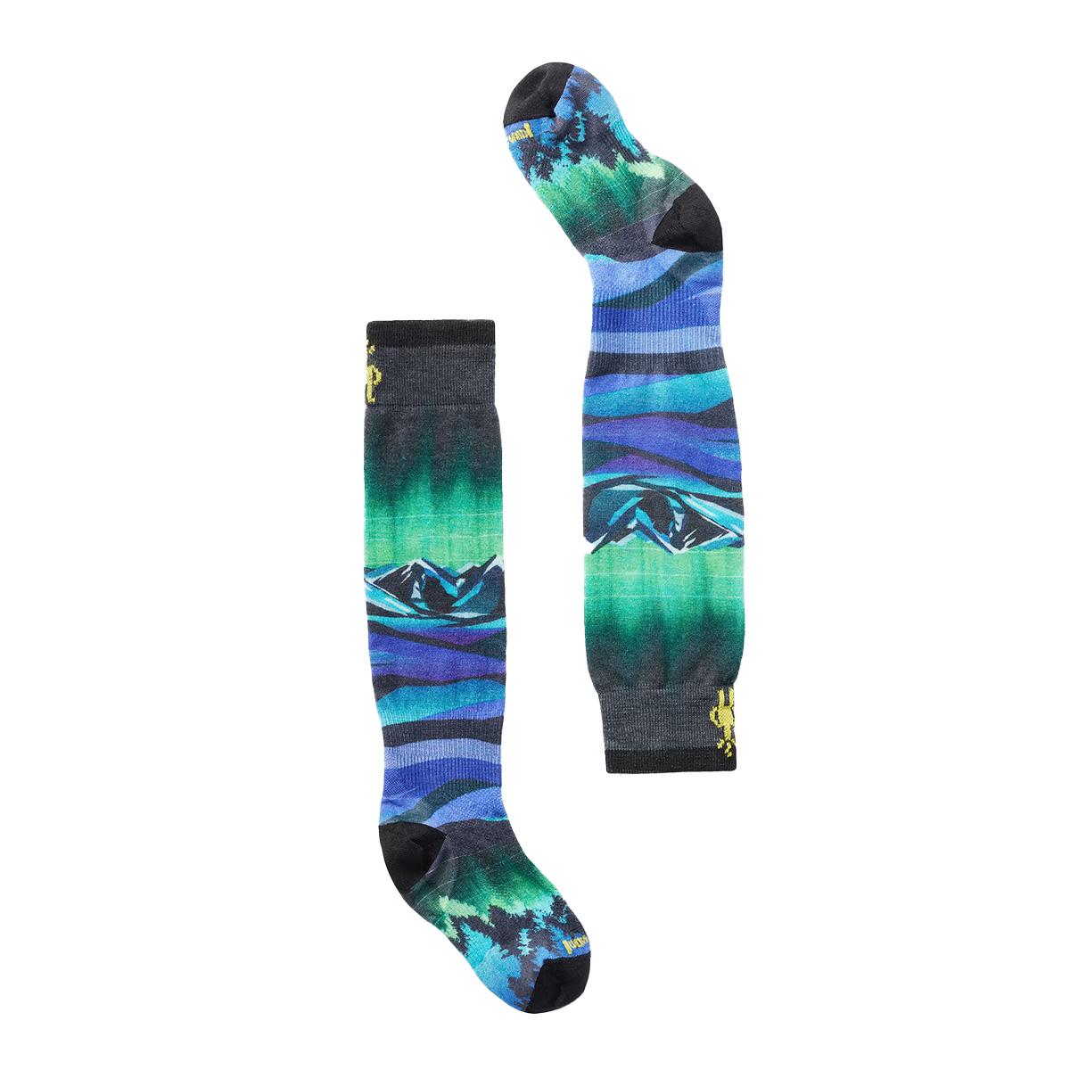 Smartwool Ski Zero Cushion Aurora Flash Print OTC Sock Kids' in Black